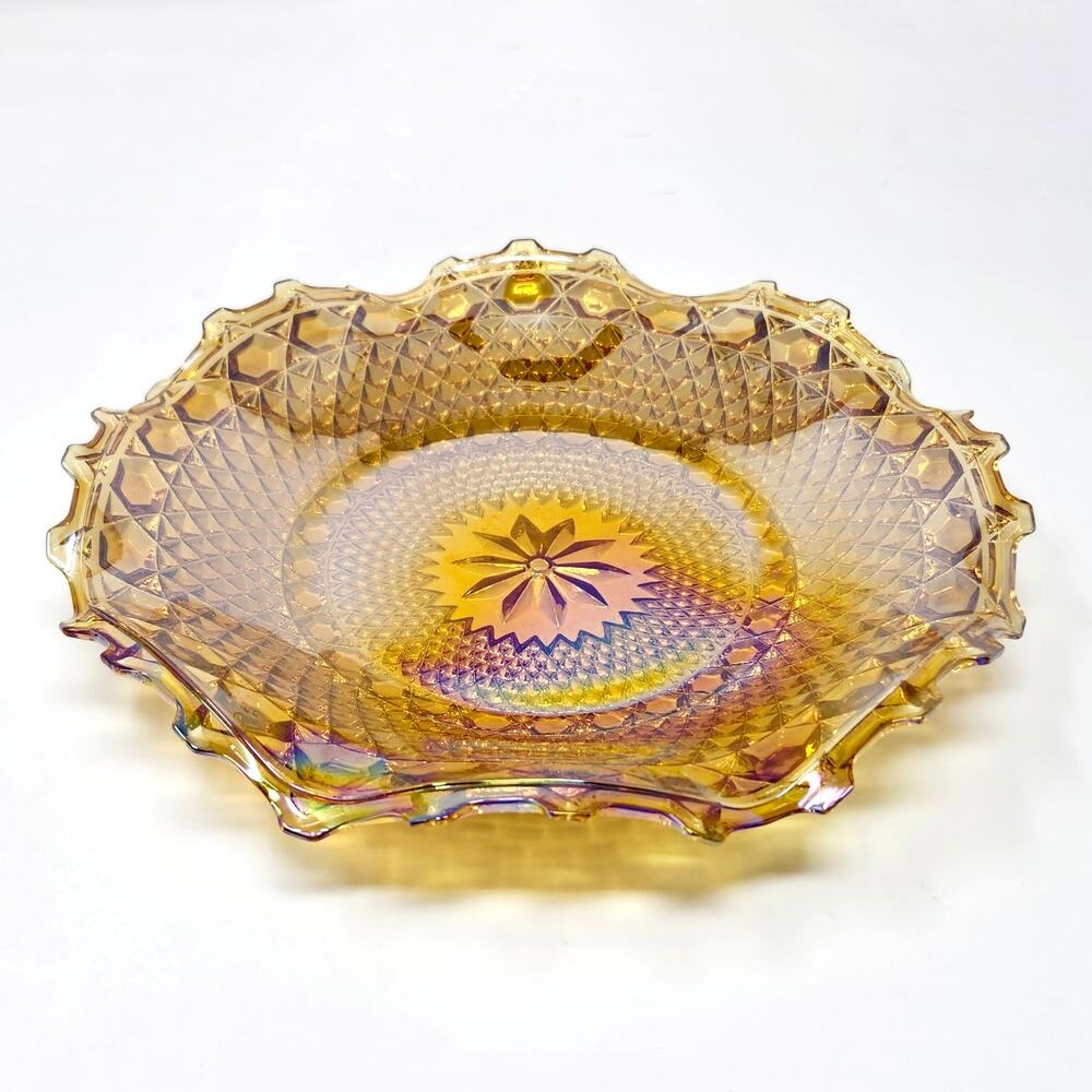 Indiana Glass Marigold Carnival Glass Hostess Plate 10 Inch